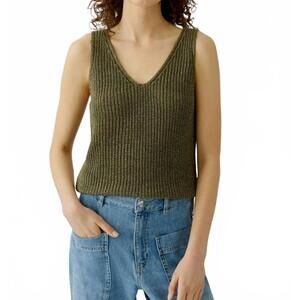 NEW OUI knit tank in green garden